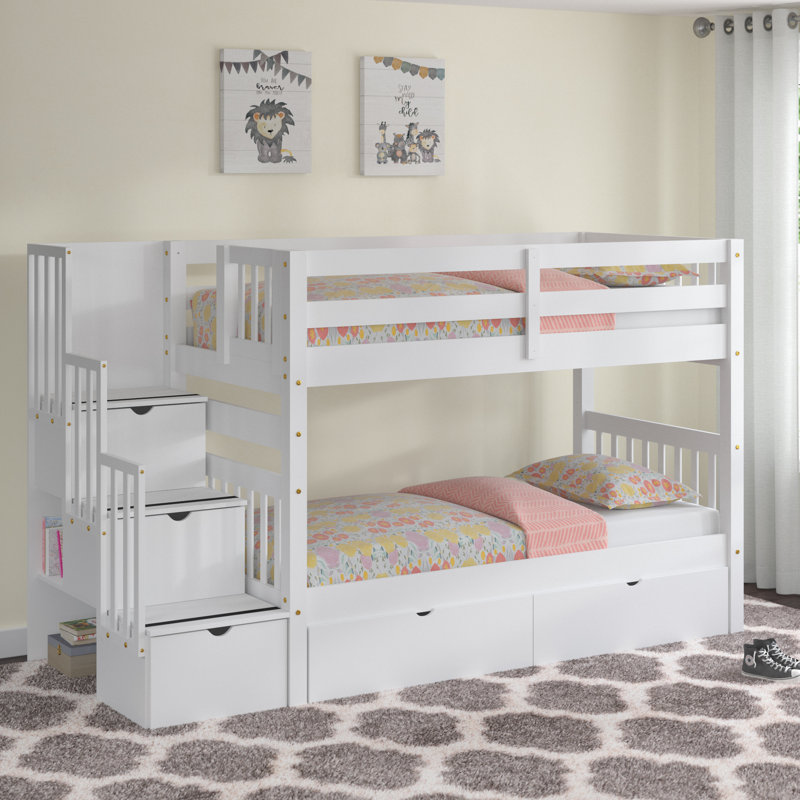 Harriet Bee Tena Twin over Twin Stairway Bunk Bed with Drawers